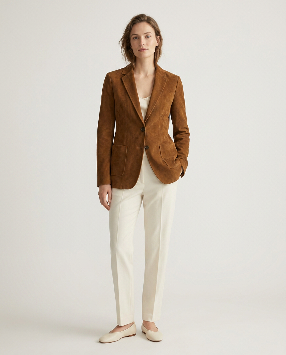 Cognac Suede Atelier Blazer — back view