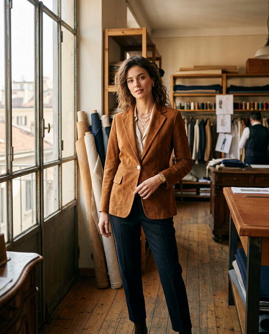 Cognac Suede Atelier Blazer thumbnail 5